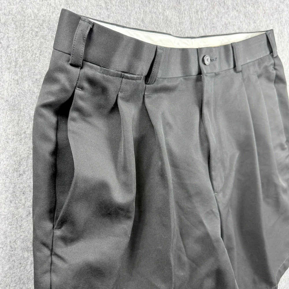 Vintage Grand Slam Mens Golf Shorts Sz 35 Black Pleated Front Classic Fit Casual